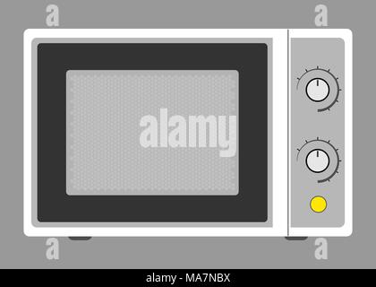Modern microwave, front view, in flat style, simple vector illustration Stock Vector