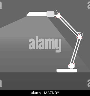 Modern table lamp icon, flat design style with long shadow. Vector illustration. Simple white plastic lamp Stock Vector