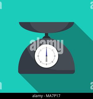 Cute kitchen scale in flat style with long shadow. Vector illustration Stock Vector