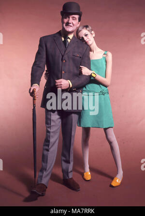 PATRICK MCNEE English actor from The Avengers in a  January 1967 fashion shoot with Twiggy at Twickenham Studios. Stock Photo