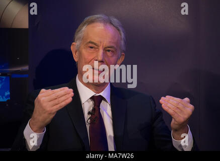 Former Prime Minister,Tony Blair speaking at the 'Changing Europe' conference on Brexit in Westminster.He said a renegotiated Brexit deal was unlikely. Stock Photo