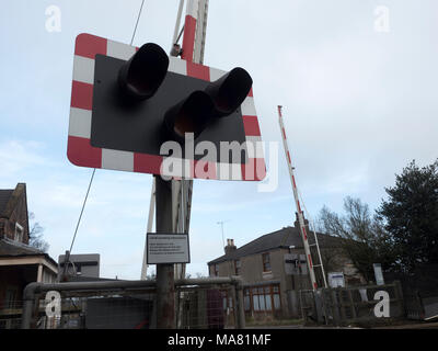 Crossing lights at Howden Railway Station, Howden, East Riding of Yorkshire, England UK Stock Photo