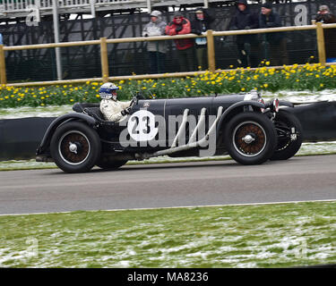 Goodwood Motor Circuit, Goodwood, Chichester, West Sussex, England, 17th March 2018, 18th March 2018, Jochen Mass, Mercedes-Benz 710 SSK in the Caracc Stock Photo