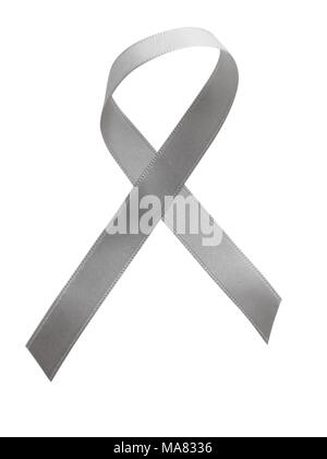 Grey ribbon awareness isolated on white background. Clipping Path included