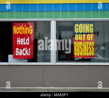 Nothing Held back and going out of business, signs at a Toys R Us store in Hayward, California, US Stock Photo
