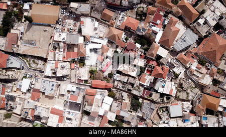 Nazareth, Aerial image of the old city's streets and rooftops. Stock Photo