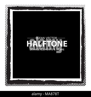 Abstract halftone dots frame. Vector grunge background. Stock Vector
