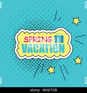 Spring sticker, badge with text, label. Pop art object on a color background. Vector illustration. Stock Vector