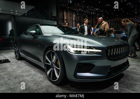 GENEVA, SWITZERLAND - MARCH 17, 2018: POLESTAR 1 VOLVO Superfast sports car presented at the 88th Geneva International Motor Show. Stock Photo