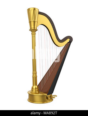 Harp Stringed Musical Instrument Isolated Stock Photo