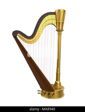 Harp Stringed Musical Instrument Isolated Stock Photo