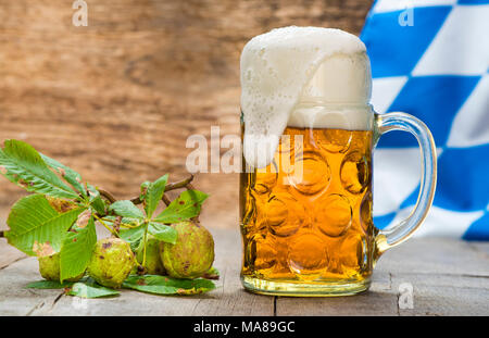 big glass filled with Bavarian lager beer Stock Photo