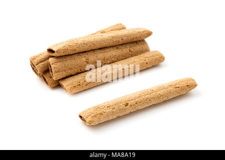 Chocolate cookie sticks on a white background Stock Photo