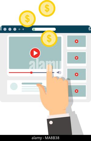Video content monetization - making money from vlog Stock Vector