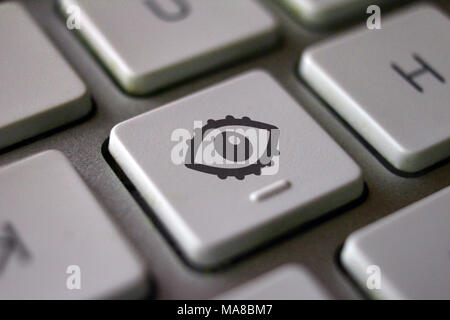 Image of eye icon on computer keyboard button Stock Photo