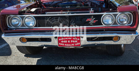 Car Show in Ft. White, Florida. 1968 Dodge Coronet R/T with 580 HP six cylinder engine. Stock Photo