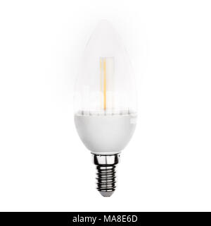 Latest LED light bulb in candle shape and reflecting isolated on Stock Photo