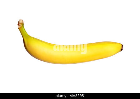 Single banana against white background. Stock Photo
