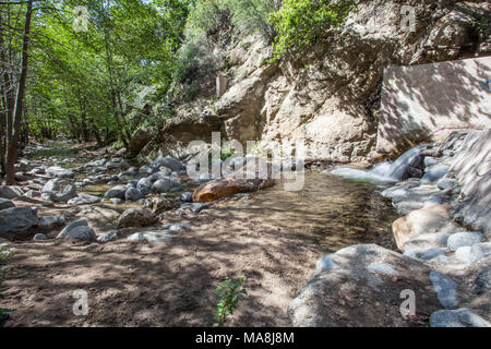 Eaton Canyon Natural Area is a 190-acre zoological, botanical, and geological nature preserve situated at the base of the beautiful San Gabriel Mounta Stock Photo