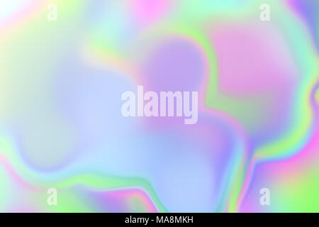 Blurred unclear iridescent diagonal background of smooth holographic paper. Stock Photo