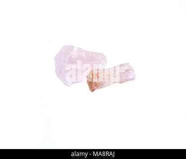 Rose quartz chunks from Madagascar isolated on white background Stock Photo