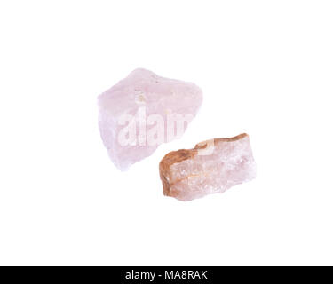 Rose quartz chunks from Madagascar isolated on white background Stock Photo