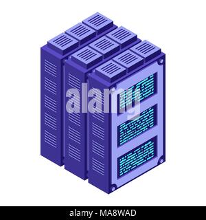 Server. Data center Isometric style. Internet industry. Data transmission technology and data protection. Storage and Accumulation of Information. Stock Vector