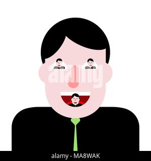 Assistant boss concept. Man with people in eyes and in his mouth. Stock Vector