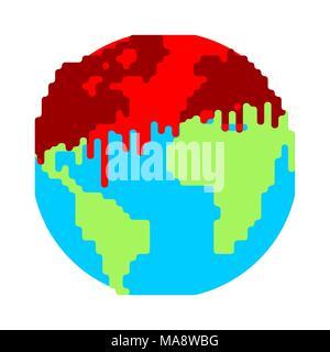 Dripping Blood on Earth. War on planet. End of world. Vector illustration Stock Vector