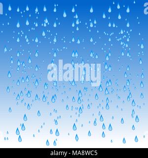 Water droplets pattern of rain drop on gradient blue surface. Vector illustration. Stock Vector