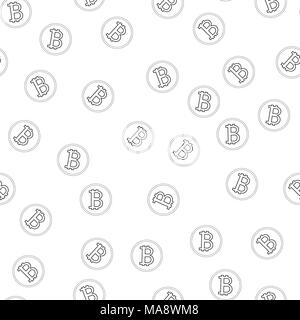 Bitcoin, seamless pattern, crypto currency. Vector illustration, finance. Sign. Stock Vector