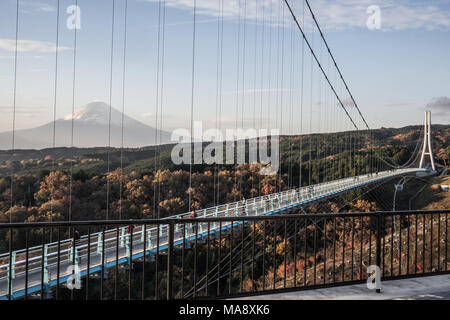 A view of Mount Fuji and the Mishima Skywalk Bridge Stock Photo