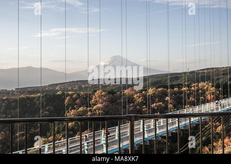 A view of Mount Fuji and the Mishima Skywalk Bridge Stock Photo