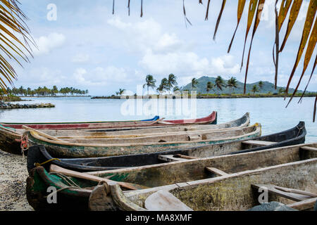 traditional   boats,  canoe boat - Kuna Yala, San Blas Islands Stock Photo