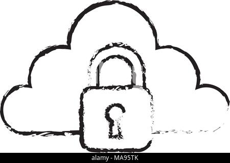 cloud storage technology data browser secure padlock Stock Vector
