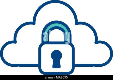 cloud storage technology data browser secure padlock Stock Vector