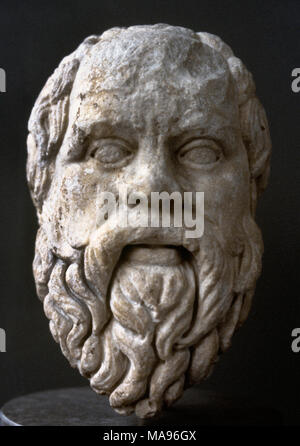 Socrates (470-399 BC). Classical Greek philosopher. Roman copy from a Greek original bust, 380-360 BC. British Museum. London, England. Stock Photo