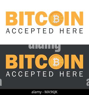 Bitcoin accepted sticker icon banner with text bitcoind accepted here Stock Vector
