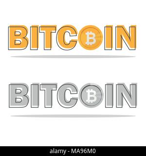 Bitcoin logo with its icon and logo isolated on white background Stock Vector