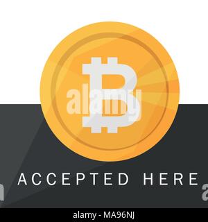 Bitcoin accepted sticker icon banner with text bitcoind accepted here Stock Vector