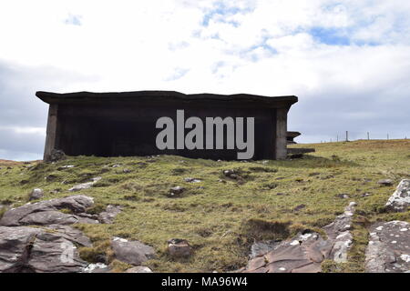 'ww2 sea defence battery' 'cove near aultbea ross and Cromarty Scottish highlands'gairloch' 'tournaig' 'loch ewe'. Stock Photo