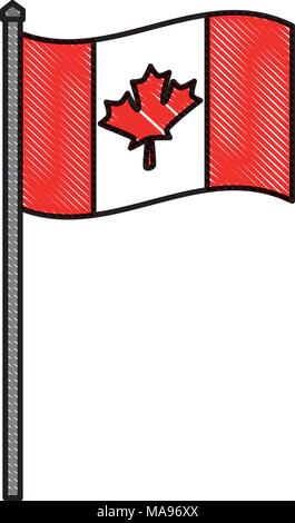 canadian national flag in the pole waving symbol