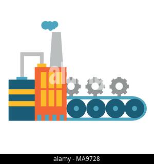 Vector illustration professional mechanism with conveyor to produce spare parts Stock Vector