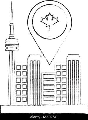 toronto canadian city pointer map location Stock Vector