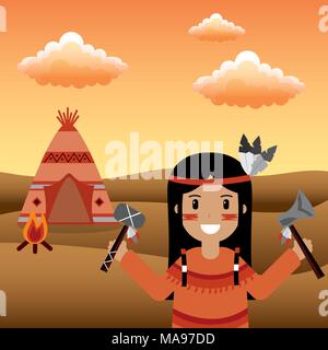 native american people cartoon Stock Vector