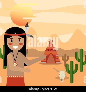 native american people cartoon Stock Vector