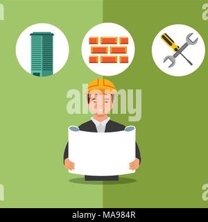 construction people tools Stock Vector