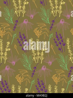 Herbs and medicinal plants collection seamless pattern Stock Vector ...