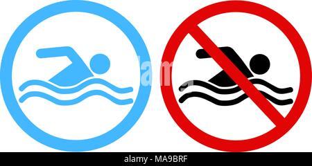 Swimming area and no swimming signs eps 10 Stock Vector