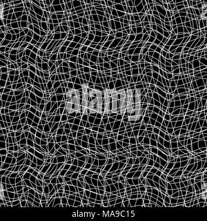 grid pattern of curved lines, chaos, seamless vector background. Stock Vector
